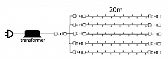 Гирлянда уличная Клип лайт 5*20м 1000LED IP65, мерцающая 220V (Зеленый)