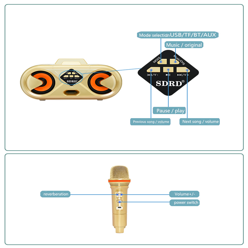 Караоке система с 2 микрофонами SDRD SD-303 Bluetooth